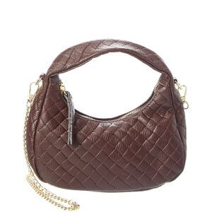 Persaman New York Rowyn16 Leather Shoulder Bag, Brown